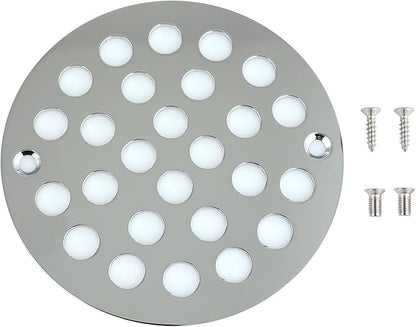 4 Inch Screw-in Round Shower Drain Cover Replacement Floor Drainer with Screws (Chrome)