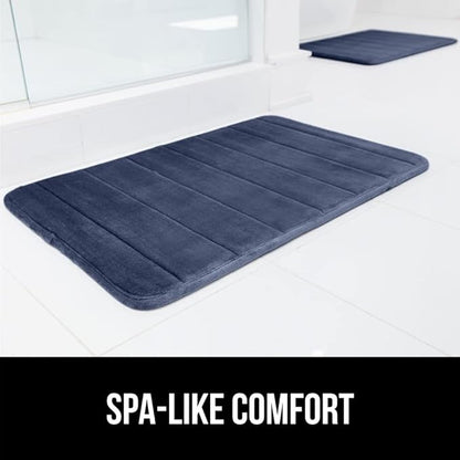 GORILLA GRIP Memory Foam Bath Mat, Soft Absorbent US Designed Bathroom Rug, Gripping Dots Machine Washable Bathmat, Cushioned Floor Mats, Shower Sink Rugs Room Décor Accessories, 30x20 Navy Blue