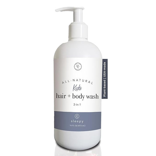 Rowe Casa Organics 2-in-1 Kids Hair & Body Wash with Therapeutic Essential Oils – Fruity Kids Shampoo & Body Wash with Sweet, Bright & Uplifting Scent – 16 Fl. Oz