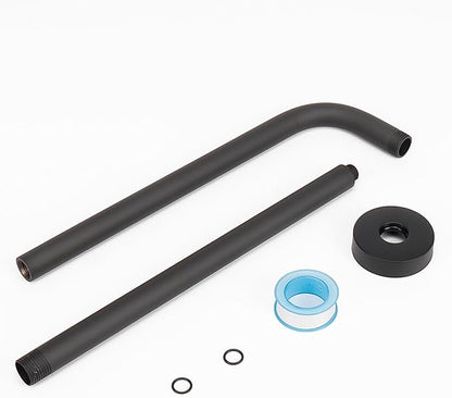 HarJue Shower Arm with Flange and Teflon Tape, Wall Mounted Shower Pipe 304 Stainless Steel Extension Arm for Fixed Shower Head & Handheld (24 Inch, Matte Black)