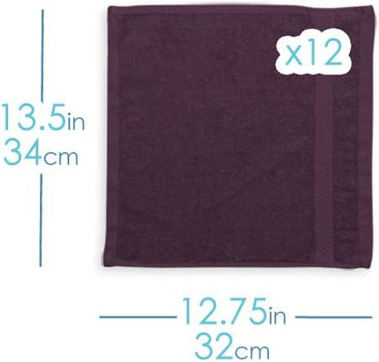 Hearth & Harbor Washcloths 12 Pack - 100% Cotton Washcloth for Body and face, High Absorbent and Soft 13"x13" Body Wash Cloth, Quick Dry - Red Washcloths