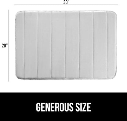 GORILLA GRIP Memory Foam Bath Mat, Soft Absorbent US Designed Bathroom Rug, Gripping Dots Machine Washable Bathmat, Cushioned Floor Mats, Shower Sink Rugs Room Décor Accessories, 30x20 Light Gray