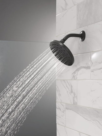 Delta PivotPro Matte Black Rain Showerhead, Single Setting 7 Inch Round Shower Head, Showerheads, 1.75 GPM Flow Rate, Matte Black 75104BL