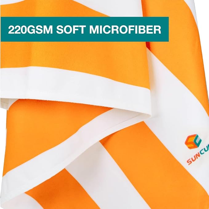 SUN CUBE Microfiber Beach Towel, Quick Dry Sand Free Beach Towel, Lightweight, Compact for Travel Swim Sports Camping, Packable Sand Resistant Towel Adult, Orange 60x30 Inches