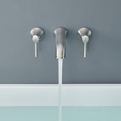 Tub Filler Wall Mount Roman Tub Faucet Brushed Nickel Brass Bathtub Faucets with 2 Handles