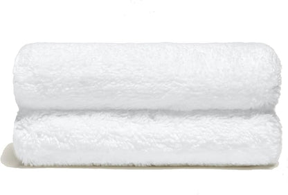 Italic Ultraplush Australian Cotton Washcloths - Set of 2 Luxury Plush Face Wash Cloths, Soft and Absorbent 800 GSM 100% Cotton Washcloth for Bathroom, Spa, Gym, Face and Body (White)