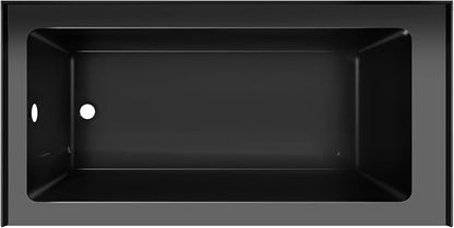 Fine Fixtures Acrylic, Fiberglass Alcove Soaking Bathtub with Integral Apron Front - Drain Included (54" x 30", Left Hand, Black)