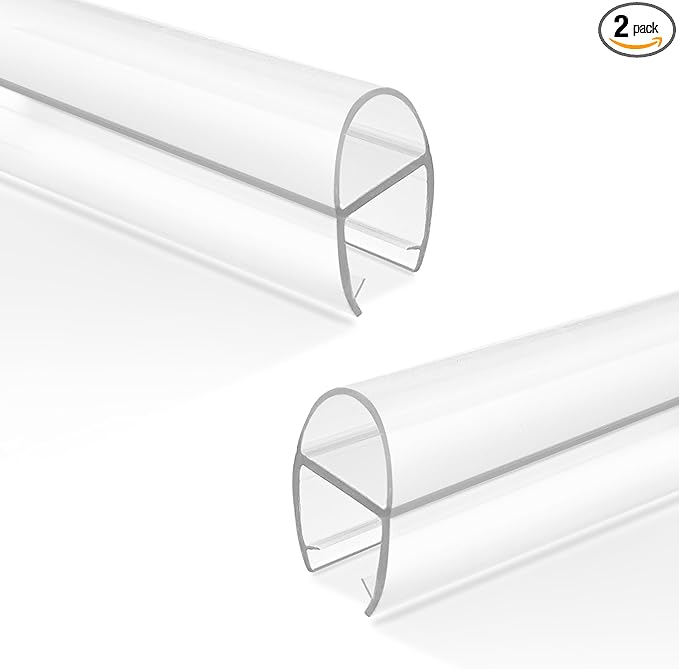 Bathroom Shower Door Seal Strip, 2PCS 78 Inch Shower Door Bottom&Side Seal Strips, U-Type PVC Transparent Shower Door Seal Strip for 5/16"(8MM) Frameless Shower Door