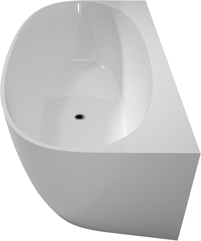 67" Acrylic Back-to-Wall Bathtub,Freestanding Bathtubs, Stand Alone Tub, Soaking Tubs for Bathroom, Integrated Overflow and Drain, cUPC Certified, Gloss White