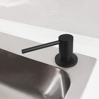 Deck Mounted Brass Kitchen Sink Soap Dispenser or Lotion Dispenser with 17OZ Above The Sink Refillable Bottle(Matte Black)
