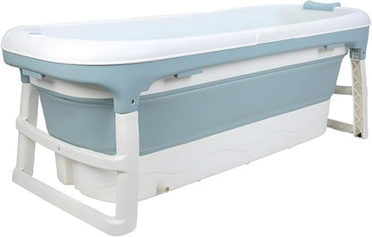 Portable Bathtub for Adult, Large Collapsible Tub, Portable Tub for Adults, Tub for Shower, Sweat Steaming Spa Sweat Steaming Bathtub, Effortless Folding Bathtub, Hot Bath, Ice Bath (Blue 50'')