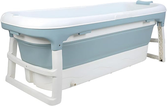 Portable Bathtub for Adult, Large Collapsible Tub, Portable Tub for Adults, Tub for Shower, Sweat Steaming Spa Sweat Steaming Bathtub, Effortless Folding Bathtub, Hot Bath, Ice Bath (Blue 50'')