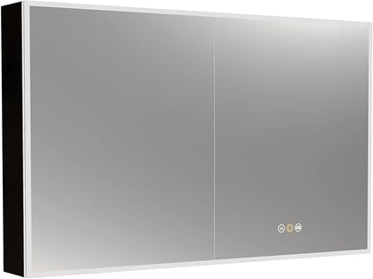 Medicine Cabinets for Bathroom with Mirror, 48”W x 30”H Wall Mounted LED Medicine Cabinet Mirror with Defogger, Dimmer, Outlets & USB, Double Doors
