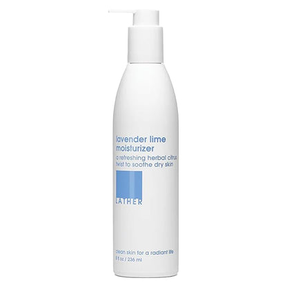 LATHER - Lavender Lime Body Moisturizer, 8 fl oz - Daily Hydrating Body Lotion - Essential Oils & Vitamins - Aloe, Safflower Oil, Almond Oil, & Amino Acids - Vegan & Cruelty Free - Beauty & Skin Care
