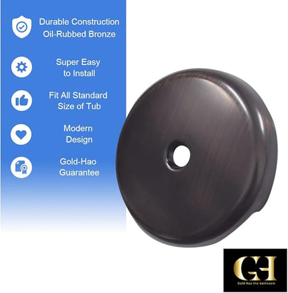 Single Hole Bathtub Drain Overflow Plate/Tub Overflow Drain Ccover with Three Matching Screws/Bathtub Overflow Drain Cover Includes an Adapter (Oil Rubbed Bronze)
