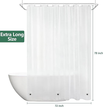 EVA Frosted Shower Curtain Liner Long 78 Inch, Bpa-Free Waterproof Shower Liner with 3 Extra-Large Magnets, 72'' x 78'' Bathroom 3D Silk Textured Plastic Shower Curtain Translucent for Privacy