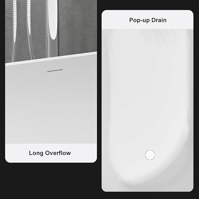 Japanese Soaking Bathtub 47'' Oblique Freestanding Tub Stone Resin Deep Soaking Bathtub in Matte White