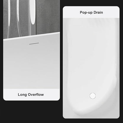 Japanese Soaking Bathtub 47'' Oblique Freestanding Tub Stone Resin Deep Soaking Bathtub in Matte White