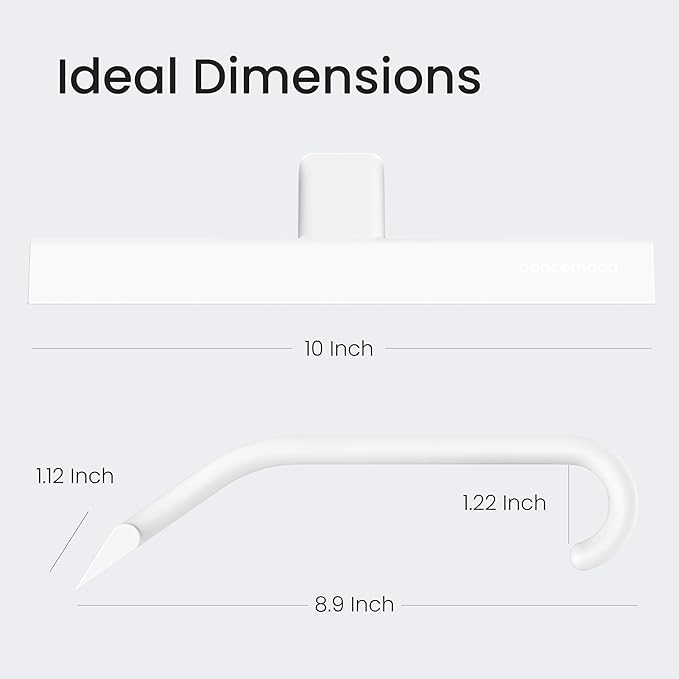 dancemoon JustHang Shower Squeegee for Glass Doors, All-One-Piece Silicone with Built-in Hook Design for Easy Hanging, Household Window Mirror Squeegee for Bathroom, Glass, Kitchen, Tile Wall, Car
