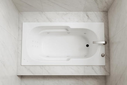 Carver Tubs - AR6032 - Modern Acrylic Fiberglass Whirlpool Tub Water Massage Bathtub, With 6 Adjustable Jets - White Acrylic Rectangle Chrome End Drain - Deep Relaxing Soak - 60"L x 32"W x 18"H