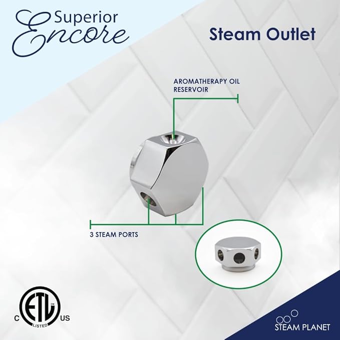 Superior Encore 9kW Steam Shower Generator Kit with Horizontal Black Keypad & Set of 6 Aromatherapy Oils |Self-Draining Steam Bath Generator|One-click Connection Cord|