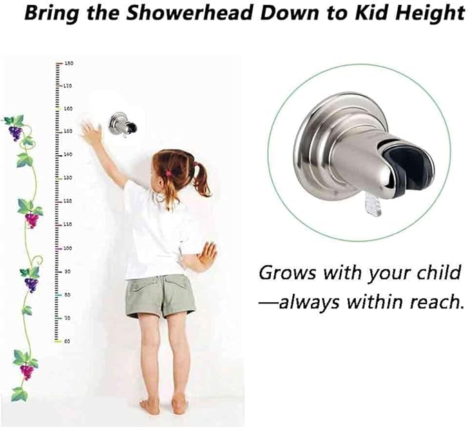 BOPai Suction Cup Shower Head Holder for Handheld Shower – No Drill, for Smooth Surfaces Only, Adjustable 20°, Brushed Nickel