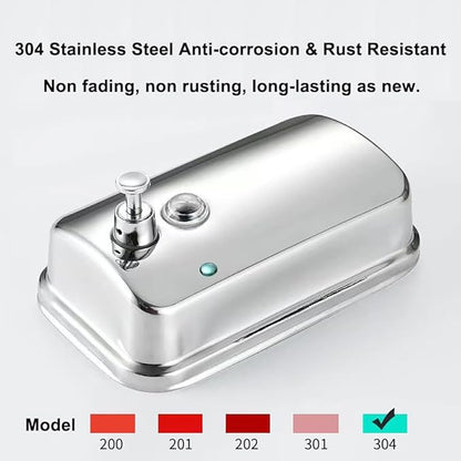 Wall Mounted Soap Dispenser for Bathroom Commercial Wall Liquid Dispenser Stainless Steel Hand Sanitizer Dispenser for Kitchen Garage Office Hotels Restaurants or Home Use 500ml (Chrome Silver)