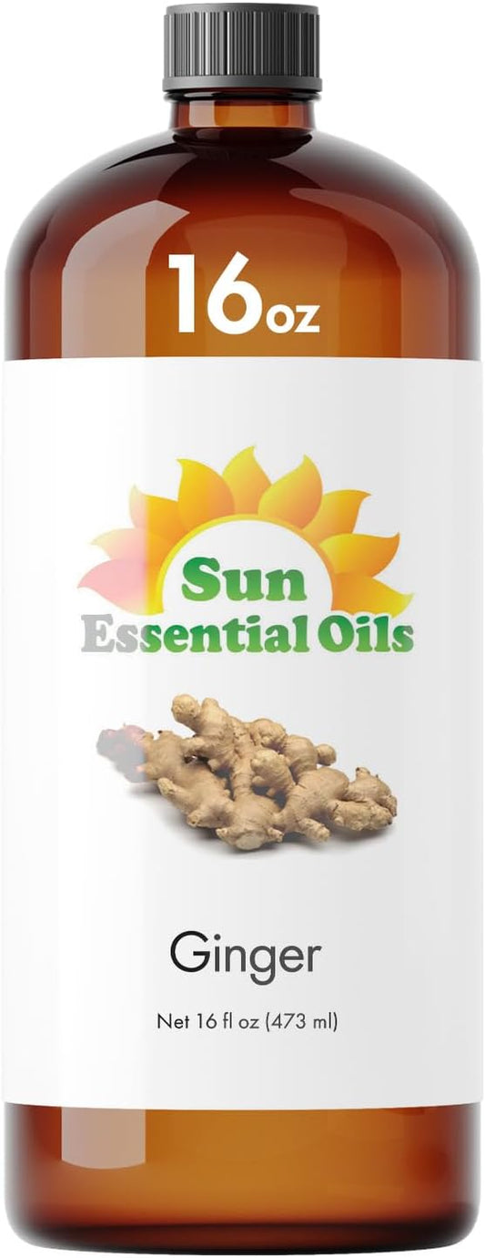 Sun Essential Oils Ginger Essential Oil 16 Fl Oz (Pack of 1) – Large Bottle for Aromatherapy, Diffusers, DIY Blends, and Home Fragrance