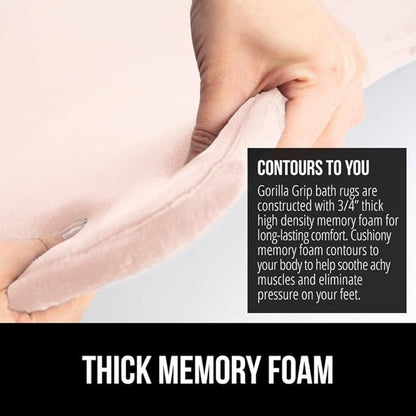 GORILLA GRIP Memory Foam Bath Mat, Soft Absorbent Velvet Bathroom Mats, Durable Dots on Underside, Machine Washable Bathmat, Carpet Rug Room Decor for Shower Tub Floor RV, 24x17 Rugs, Pink