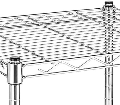 Whitmor 1 Tier Supreme Stacking Shelving Unit, Wire Metal Home Storage Organizer, 15" L x 14" W x 15" H, Chrome