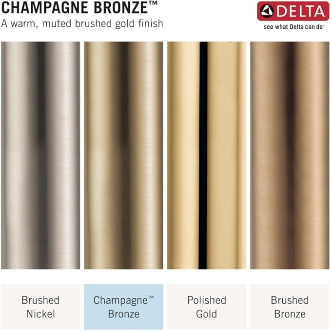 Delta Arvo 14 Series Brushed Gold Shower Faucet Set with In2ition 2-in-1 Dual Shower Head with HandHeld Spray Combo, Valve Trim Kit, Champagne Bronze 142840-CZ-I (Valve Included)