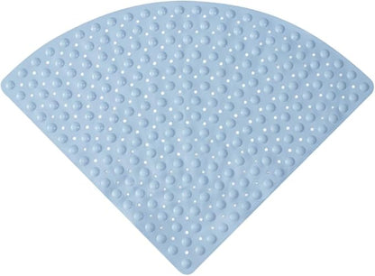 Mrcrypos Corner Shower Mats 31 x 31 Inches Bath Mat with Suction Cups and Drain Holes, Quick Dry Anti Slip Bathmat Machine Washable Shower Stall Mats for Bathroom, Baby Blue