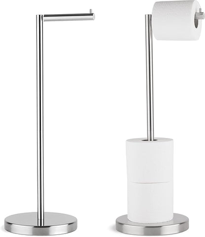 Marmolux Acc - Free Standing Toilet Paper Holder Stand Brushed Steel Finish 1pc - Storage for 4 Rolls of Toilet Tissue SUS 304 Stainless Steel Bathroom - Toilet Holder