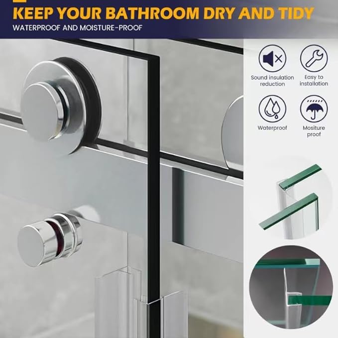 Bathroom Shower Glass Door Side Seal Strip, 2PCS 78 Inch Long Clear PVC Seal Strips for 1/2"(12mm) Thick Framless Glass Door Panel