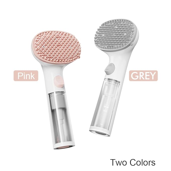 Dog Bath Brush, Scrubber Soft Silicone Head Pet Bathing Massage Brush Long Handle Shampoo Cleaning Brush for Short Long Hair Dogs Cats White Pink Optional (Grey)