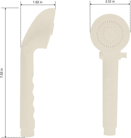 RV Shower Replacement Shower Head with Hose & Guide Ring & Shower Holder Non-Metallic Hand-Held Shower Set White/Black (Parchment Showers)