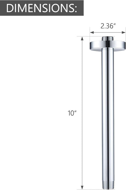 Celling Mounted Extention Stainless Steel High Density Thickened Thread Shower Arm and Shower Arm Flange Replacement for Delta U4999 10-inch, Chrome