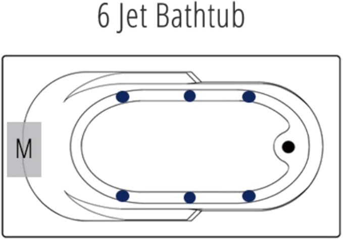 Carver Tubs - AR6032 - Modern Acrylic Fiberglass Whirlpool Tub Water Massage Bathtub, With 6 Jets - White Acrylic Rectangle Tub - Built-in Armrest - Deep Relaxing Soak - 60"L x 32"W x 18"H