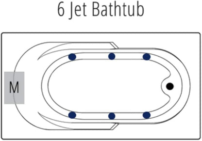 Carver Tubs - AR6032 - Modern Acrylic Fiberglass Whirlpool Tub Water Massage Bathtub, With 6 Adjustable Jets - White Acrylic Rectangle Chrome End Drain - Deep Relaxing Soak - 60"L x 32"W x 18"H