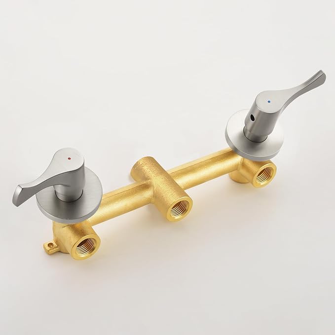 2 Handle Shower Faucet Set with Tub Spout Bathtub Shower Faucet Combo Set Shower System Complete Tub and Shower Trim Kit Brushed Nickel Wall Mounted Two Handles Shower Fixtures