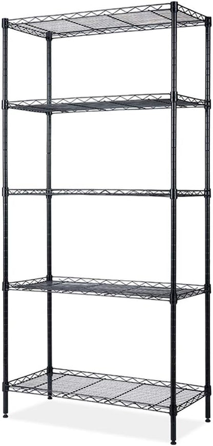 BNSPLY 5 Tier Wire Shelving Unit, Height Adjustable Wire Shelves, Metal Storage Rack Organizer for Laundry, Kitchen, Bathroom, Pantry, Closet (12.6" D x 23.6" W x 59" H, Black)