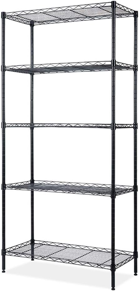 BNSPLY 5 Tier Wire Shelving Unit, Height Adjustable Wire Shelves, Metal Storage Rack Organizer for Laundry, Kitchen, Bathroom, Pantry, Closet (12.6" D x 23.6" W x 59" H, Black)