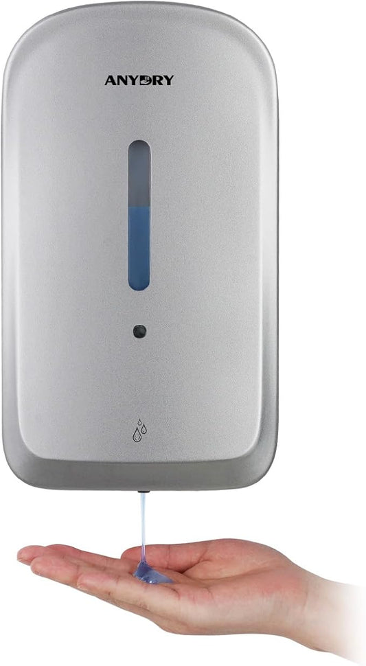 Commercial Automatic Soap Dispenser Large 34oz/1000ml Capacity Wall-Mounted Touchless Liquid Dispenser for High-Traffic Restrooms, Offices, Hospitals Model AD1220S Silver