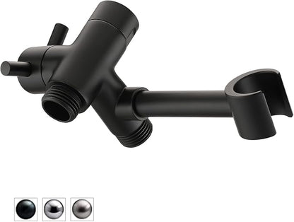 PDPBath Solid Brass Shower Arm 3 Way Shower Diverter Valve for Hand Held Showerhead and Fixed Spray Head, G1/2 Universal Connection - Matte Black