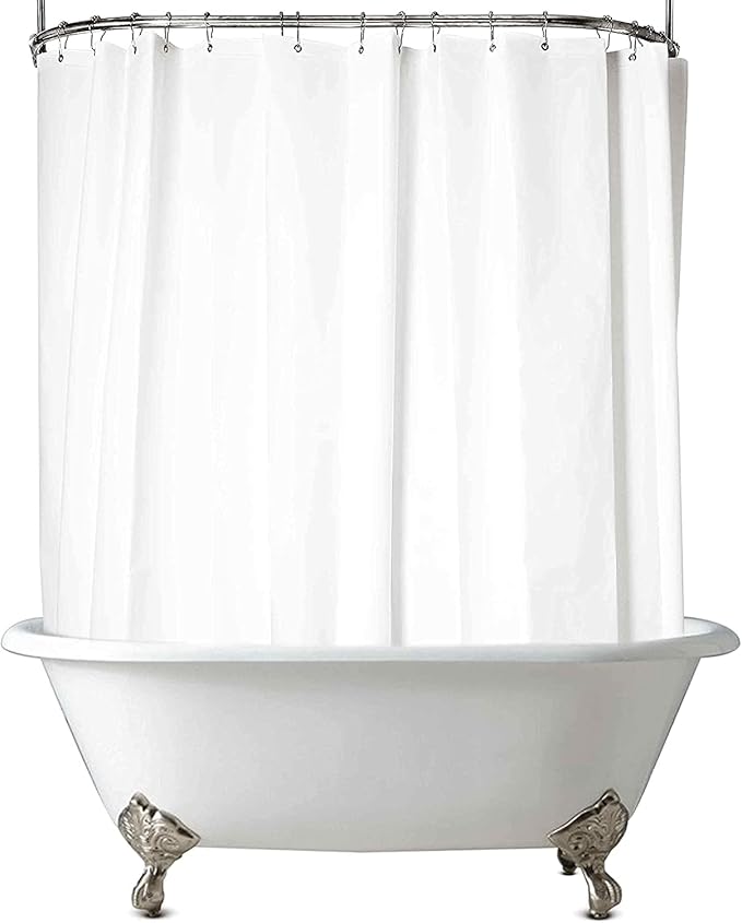 Clawfoot Tub Shower Curtain 180x60 Inch White Liner All Warp Around Extra Wide 36 Metal Hooks Vinyl Bath Curtain for Clawfoot Stand Up Tub Bathroom PEVA Waterproof Liner
