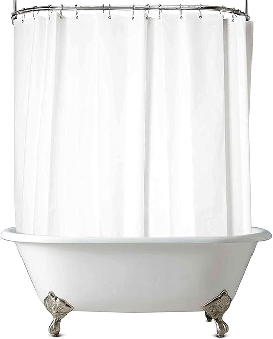 Clawfoot Tub Shower Curtain 180x60 Inch White Liner All Warp Around Extra Wide 36 Metal Hooks Vinyl Bath Curtain for Clawfoot Stand Up Tub Bathroom PEVA Waterproof Liner