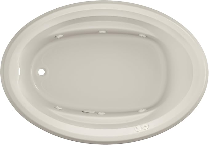 Jacuzzi SIGNATURE Acrylic Drop-In Bathtub, Jet Massage Tub, Slip Resistant, Left Drain Placement, 59" (L) x 41" (W), Oval, Oyster