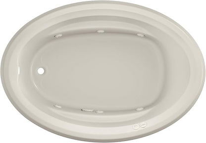 Jacuzzi SIGNATURE Acrylic Drop-In Bathtub, Jet Massage Tub, Slip Resistant, Left Drain Placement, 59" (L) x 41" (W), Oval, Oyster