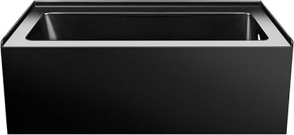 Fine Fixtures Acrylic, Fiberglass Alcove Soaking Bathtub with Integral Apron Front - Drain Included (48" x 32", Right Hand, Black)