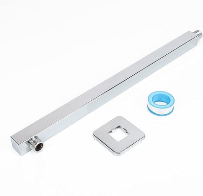 HarJue Shower Arm, Rain Shower Head Extension Extender, With Flange and Teflon Tape, Made of Thicken Stainless Steel for Bathroom Rainfall Shower (20 Inch, Chrome)